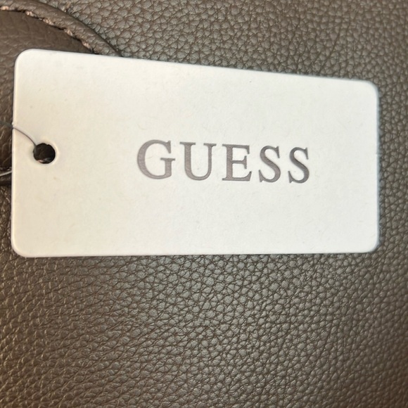 Guess | Chocolate Brown Faux Pebble Leather Satchel w/Iconic Logo Bag Charm - Picture 3 of 17